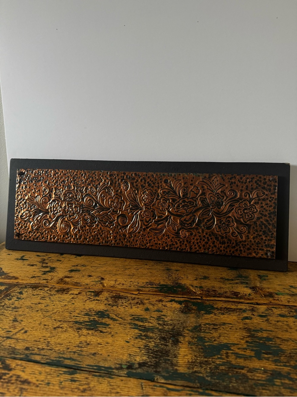 Embossed Copper Floral Panel Wall Art